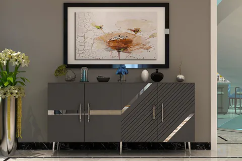 Consola, Hanah Home, Fuga KB150, 150x75x35 cm, Antracit / Argintiu