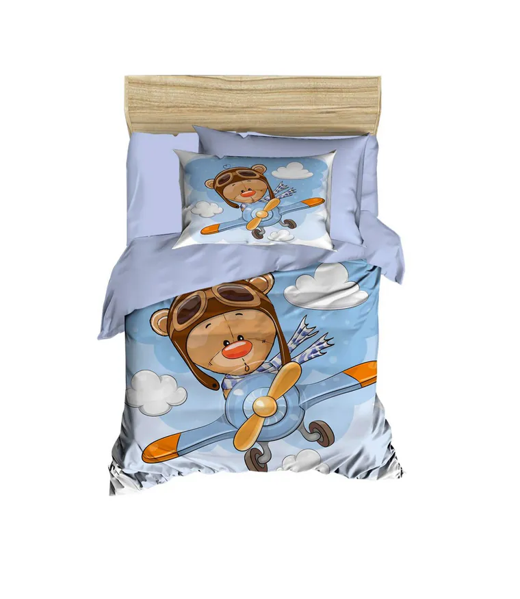 Lenjerie de pat pentru copii, L'essentiel Maison, PH180, Liliac / Albastru / Maro