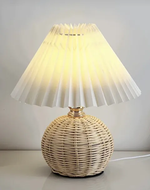 Lampa de masa, Opviq, 751ARL1135, Bambus, Crem / Bej