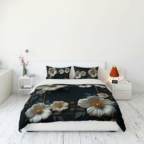 Lenjerie de pat dubla Super King (FR), 3 piese, L'essentiel Maison, FLW_DVT25-22, Multicolor