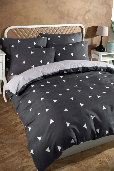 Lenjerie de pat dubla (DE), 3 piese, L'essentiel Maison, Geometrik, Gri