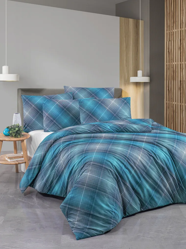 Lenjerie de pat pentru o persoana Single XXL (DE), L'essentiel Maison, Dasha, Albastru / Albastru închis