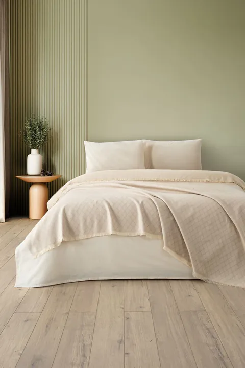 Set cuvertura pique dubla, L'essentiel Maison, Lapis, Bej