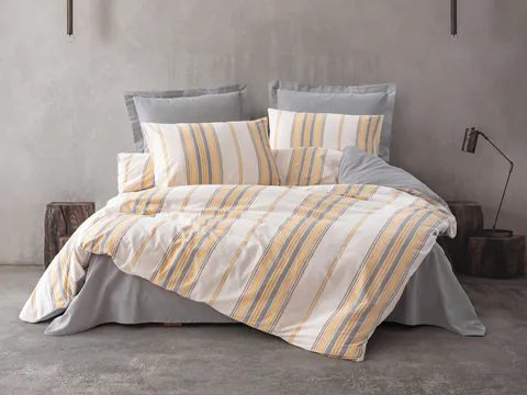 Lenjerie de pat pentru o persoana Single XXL (DE), 2 piese, L'essentiel Maison, Tribus, Yellow / Grey / White