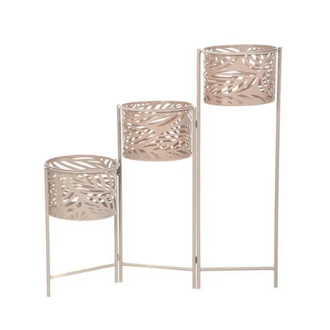 Suport pentru 3 ghivece Floero, Homla, 64x24x75 cm, metal, bej