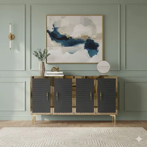 Consola, Hanah Home, Tuna 120, 120x75x32 cm, Antracit / Aur