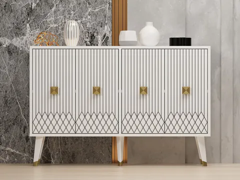 Consola, Hanah Home, Carbın, 120x80x30 cm, Alb/Auriu