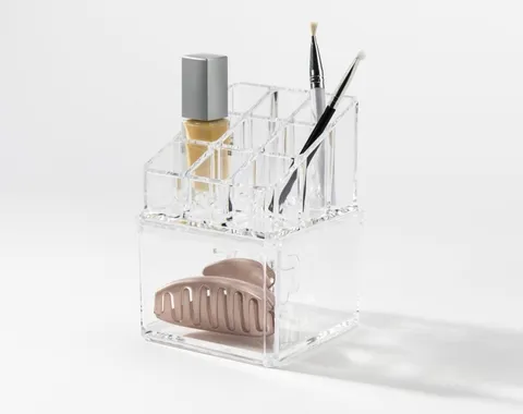 Organizator pentru rujuri si accesorii Compactor, 10 compartimente, transparent