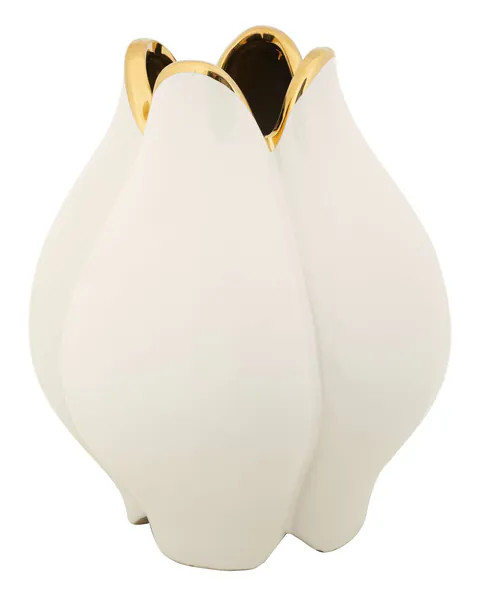 Vaza decorativa Potter, Mauro Ferretti, 23x27.5 cm, ceramica, alb/auriu