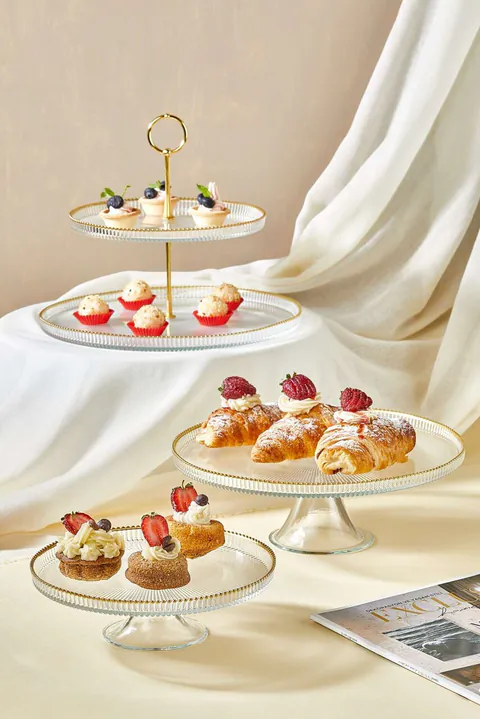 Set servire alimente, Hermia, 337GLZ1118, Suport: 28 cm (1 bucată), Transparent