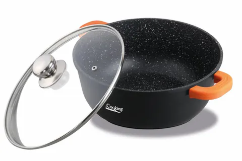 Cratita cu capac Dark Line, Cooking by Heinner, 2.3 L, aluminiu turnat, negru