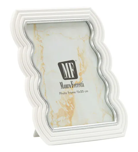 Rama foto Curty, Mauro Ferretti, 15x20 cm, polirasina/sticla, alb/argintiu