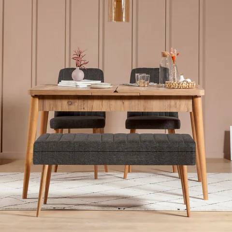 Set masa extensibila si scaune, Hanah Home, Vina 1053, Pin Atlantic / Antracit