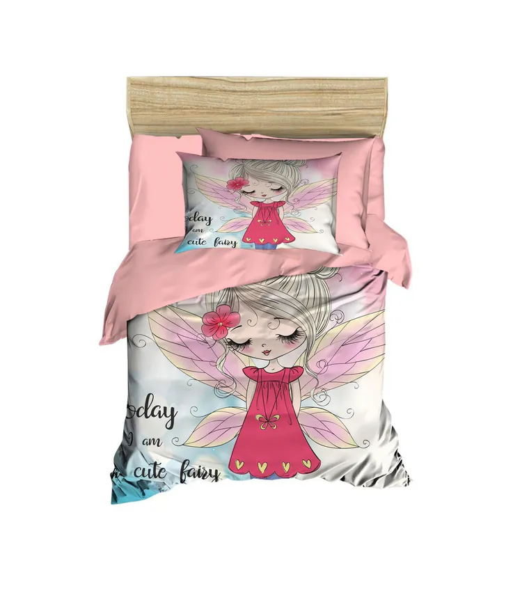 Lenjerie de pat pentru copii, L'essentiel Maison, PH176, Pudră / Alb / Roz