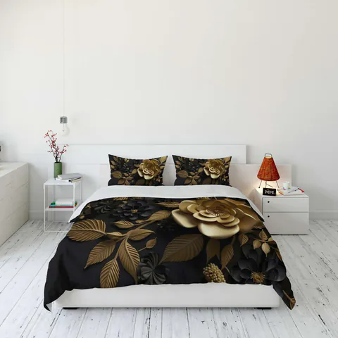 Lenjerie de pat dubla Super King (FR), 3 piese, L'essentiel Maison, FLW_DVT25-18, Multicolor