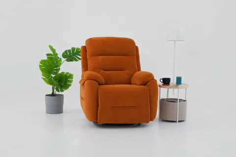Fotoliu cu recliner, Atelier del Sofa, 752EST1504, Lemn de carpen;PAL, Caramiziu