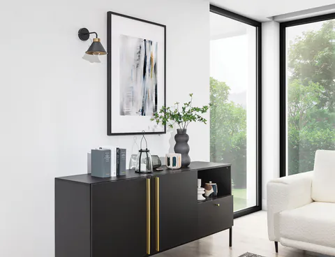 Aplica de perete ELTAP, Detmer, 17x25x20 cm, 1xE27, 15W, otel, negru/auriu