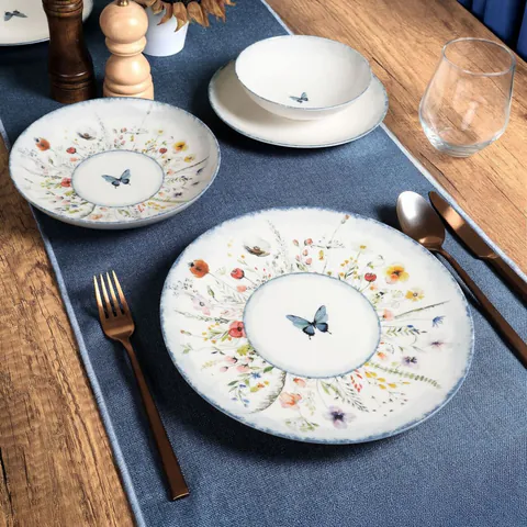 Serviciu de masa, Hermia, 387GRP1421, Farfurie: 20 x 20 x 4 cm (4 bucăți), Multicolor