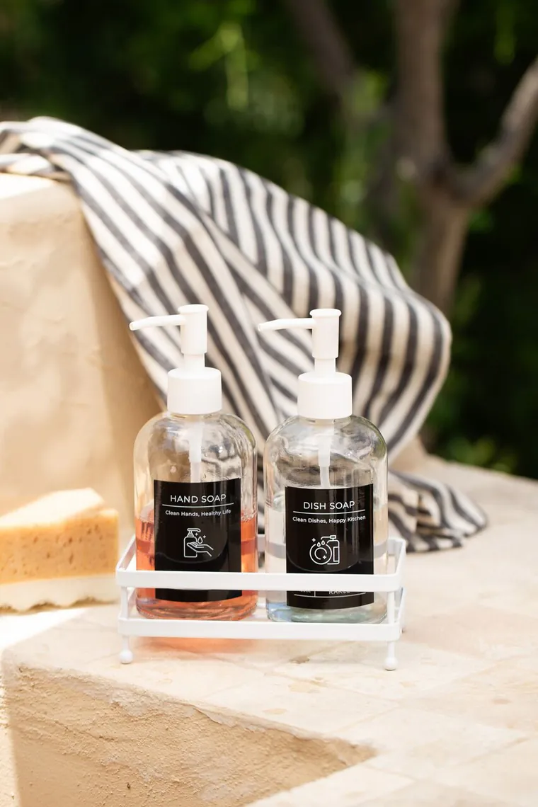 Set dozator de sapun, Hermia, 127RKL1421, Suport metalic (1 bucată), Transparent