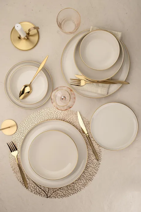 Serviciu de masa, Hermia, 710KTP3659, Farfurie adâncă: 20 cm (2 bucăți), Crem