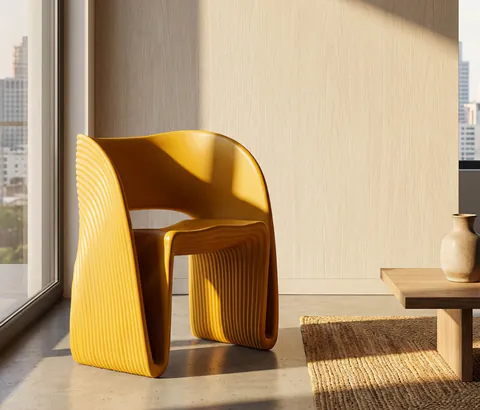 Fotoliu, Mauro Ferretti, Sand, 65x57.5x76 cm, utilizare interior / exterior, plastic, mustar