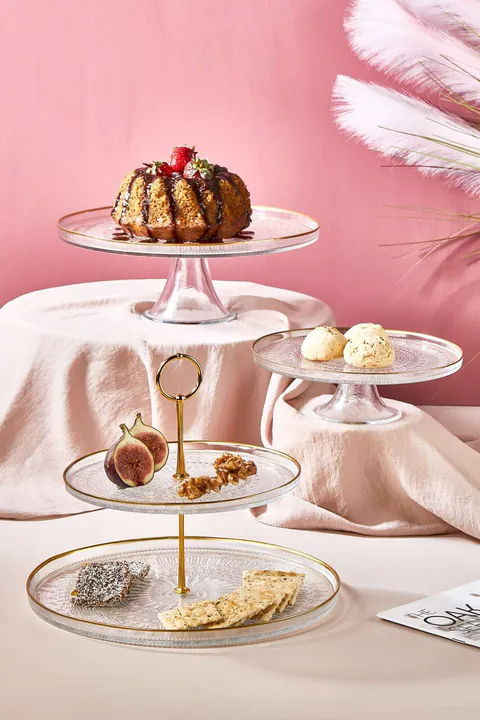 Set servire alimente, Hermia, 337GLZ1119, Suport: 28 cm (1 bucată), Transparent