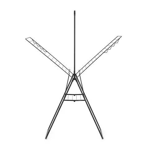 Uscator de rufe cu suport umerase, Brabantia, Hangon Matt, 25 m capacitate de uscare, otel, negru mat