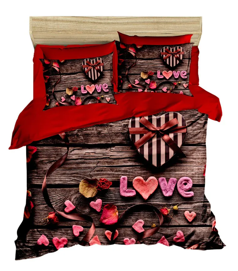 Lenjerie de pat pentru o persoana, L'essentiel Maison, 178, Roșu / Maro / Roz