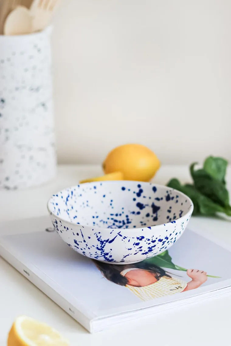 Bol ceramic, Hermia, 886SVN1111, Bleumarin/Alb