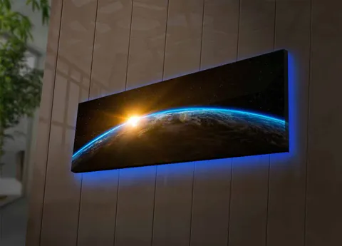 Tablou decorativ cu lumina LED, 3090NASA-018, 30 x 90 cm, Multicolor