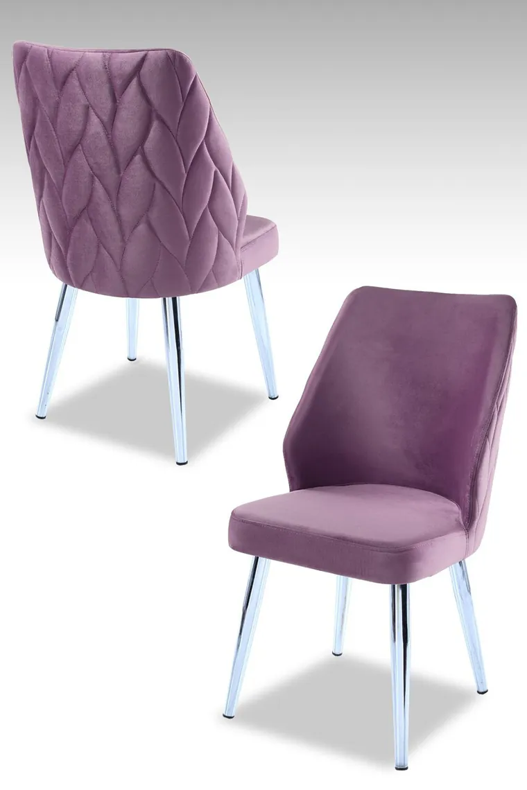 Set scaune 4 piese, Hanah Home, Pufi, PAL, Liliac / Crom