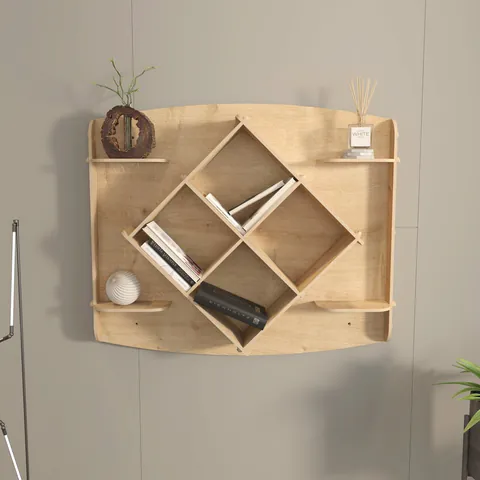 Raft de perete, Hanah Home, Ato, 81.6x61.8x15 cm, Stejar