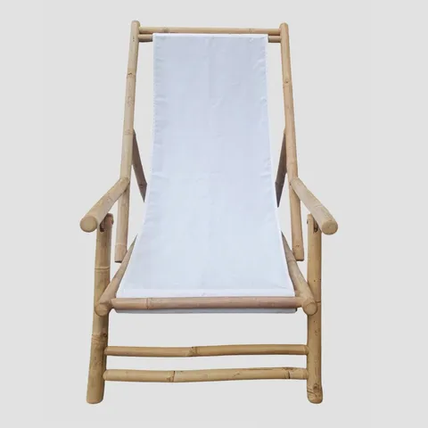 Sezlong Mare, Homla, 60x115x83 cm, bambus/poliester, natur/alb