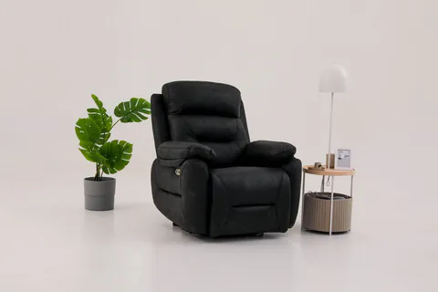 Fotoliu cu recliner, Atelier del Sofa, 752EST1506, Lemn de carpen;PAL, Negru