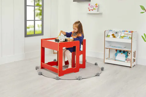 Set masa si scaun pentru copii, Hanah Home, Seagull, Rosu/Alb