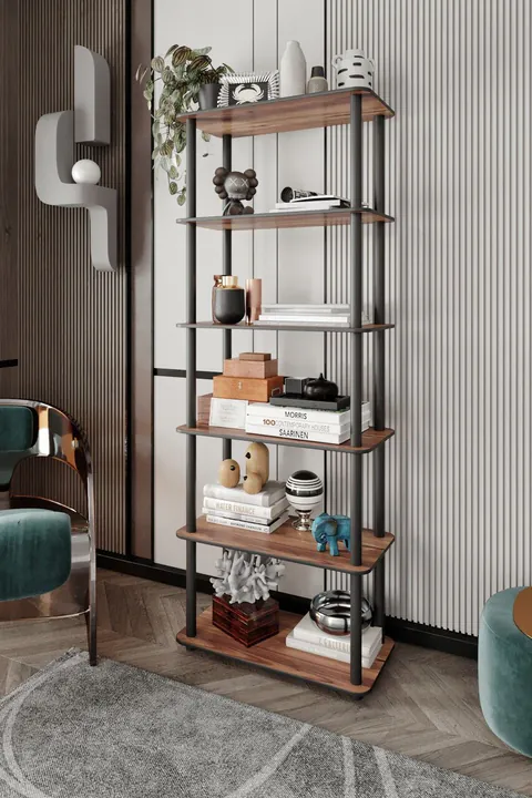 Corp biblioteca, Hanah Home, Bookcase 6 Rect, 60x173x30 cm, Maro