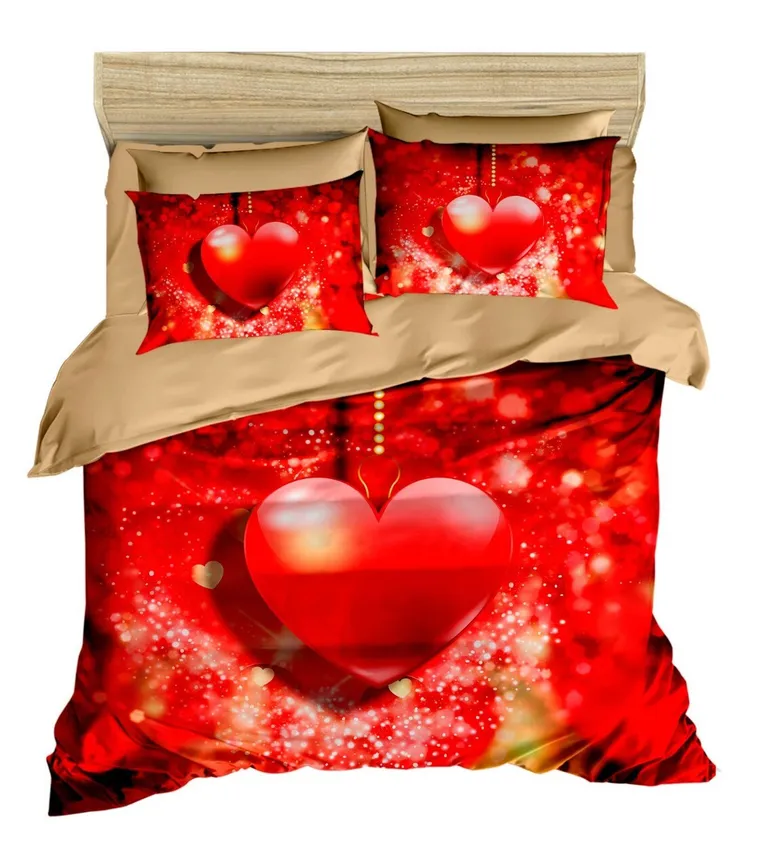 Lenjerie de pat dubla, L'essentiel Maison, 160, Roșu / Auriu