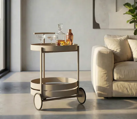 Carucior pentru servire, Mauro Ferretti, Saturn, 40x49.5x61 cm, metal, gri dove