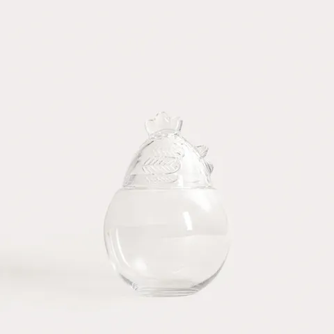 Decoratiune gaina Prata, Homla, 20x30 cm, sticla, transparent