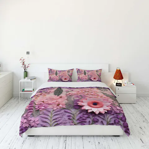 Lenjerie de pat dubla (DE), 3 piese, L'essentiel Maison, FLW_DVT25-32, Multicolor