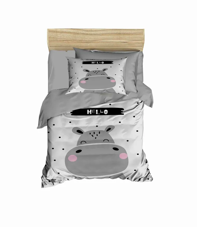 Lenjerie de pat pentru copii, L'essentiel Maison, PH198, Gri/Alb