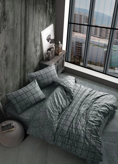 Lenjerie de pat pentru o persoana Single XXL (DE), L'essentiel Maison, Kare, Negru