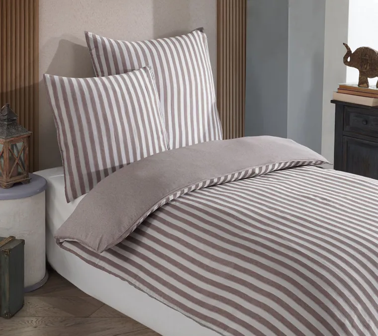 Set lenjerie de pat pentru o persoana Single XL (DE), 2 piese, L'essentiel Maison, Road Potlu, Bumbac;Poliester, Maro