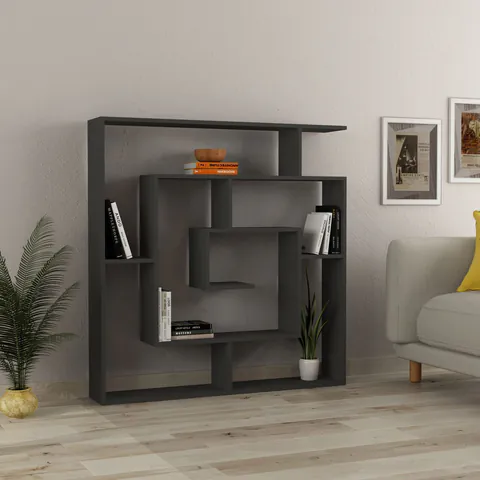 Corp biblioteca, Hanah Home, Labirent, 125x128.6x22 cm, Antracit