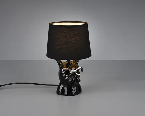 Lampa de masa Dosy, RL, 18x29 cm, 40W, 1x E14, ceramica/textil, negru