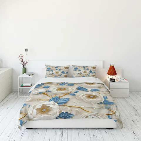 Lenjerie de pat dubla Super King (FR), 3 piese, L'essentiel Maison, FLW_DVT25-19, Multicolor