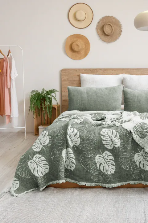 Set cuvertura pique dubla, L'essentiel Maison, Forest, Verde