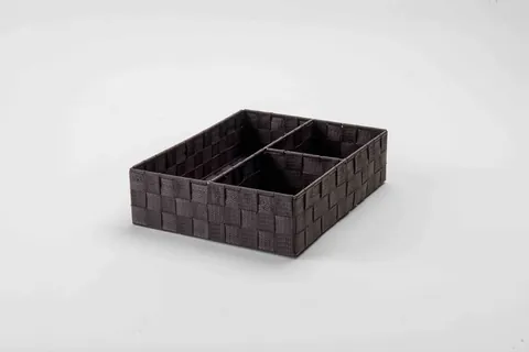 Organizator dulap cu 3 compartimente, Compactor, 32 x 25 x 8 cm, textil, maro inchis