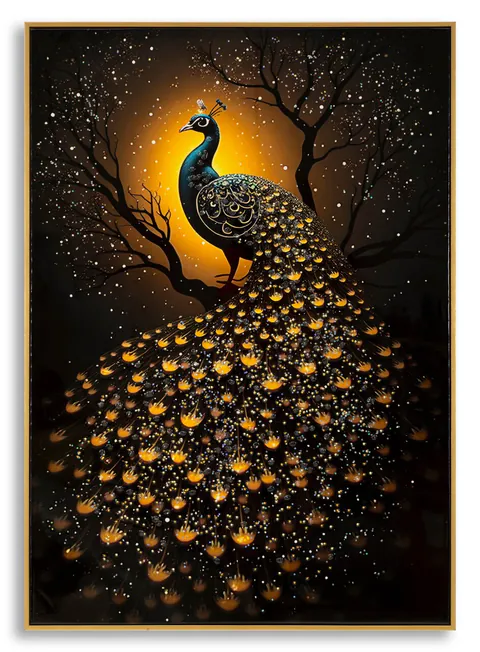 Tablou decorativ, Mauro Ferretti, Peacock, 70x100 cm, lemn de pin/canvas, multicolor