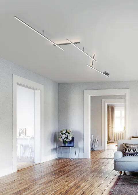 Plafoniera Indira, TRIO, 345x58x6.5 cm, 28W, 1x SMD, metal, nichel mat